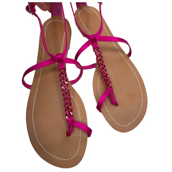 Colin Stuart Pink Metal Chain Sandals Sz 8.5B - Picture 8 of 13